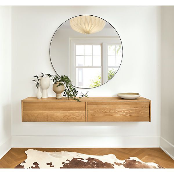 Modern Luxe Wall Mirror with Polished Engineered Wood Frame