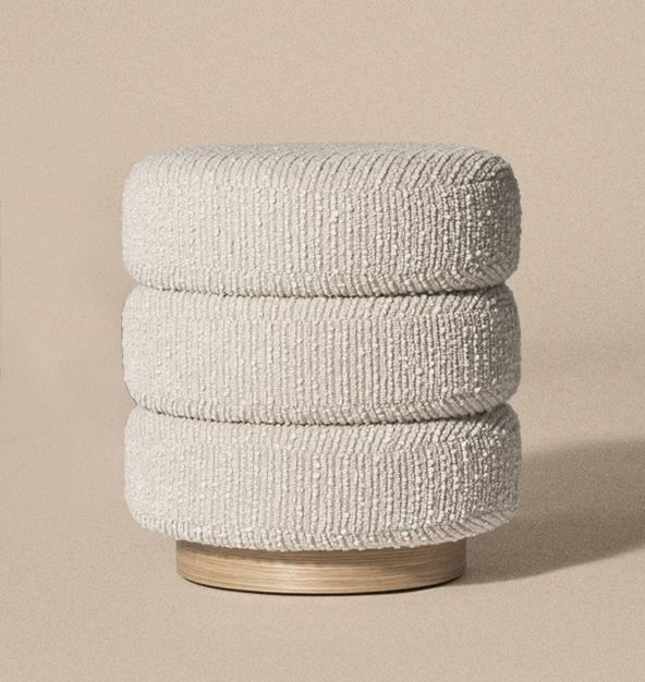 Luna Textured Bouclé Ottoman