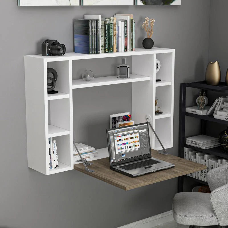 SmartSpace™ Wall-Mounted Foldable Laptop Desk – White Laminated Finish