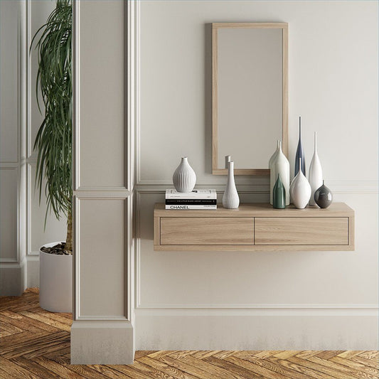 LumaFrame Mirror with Polished Engineered Wood