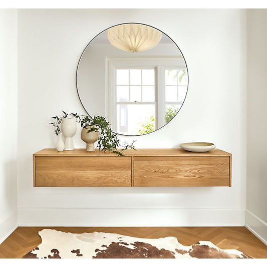 Modern Luxe Wall Mirror with Polished Engineered Wood Frame